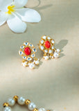 Red Stone Stud Earrings Red Stone Stud Earrings
