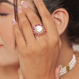 Pink polki ring