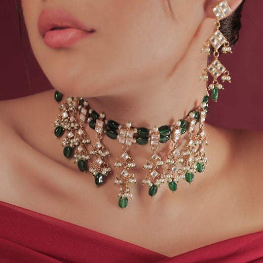 Green Choker And Necklace